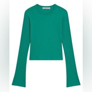 IRO Teal Ribbed Long Sleeve Top